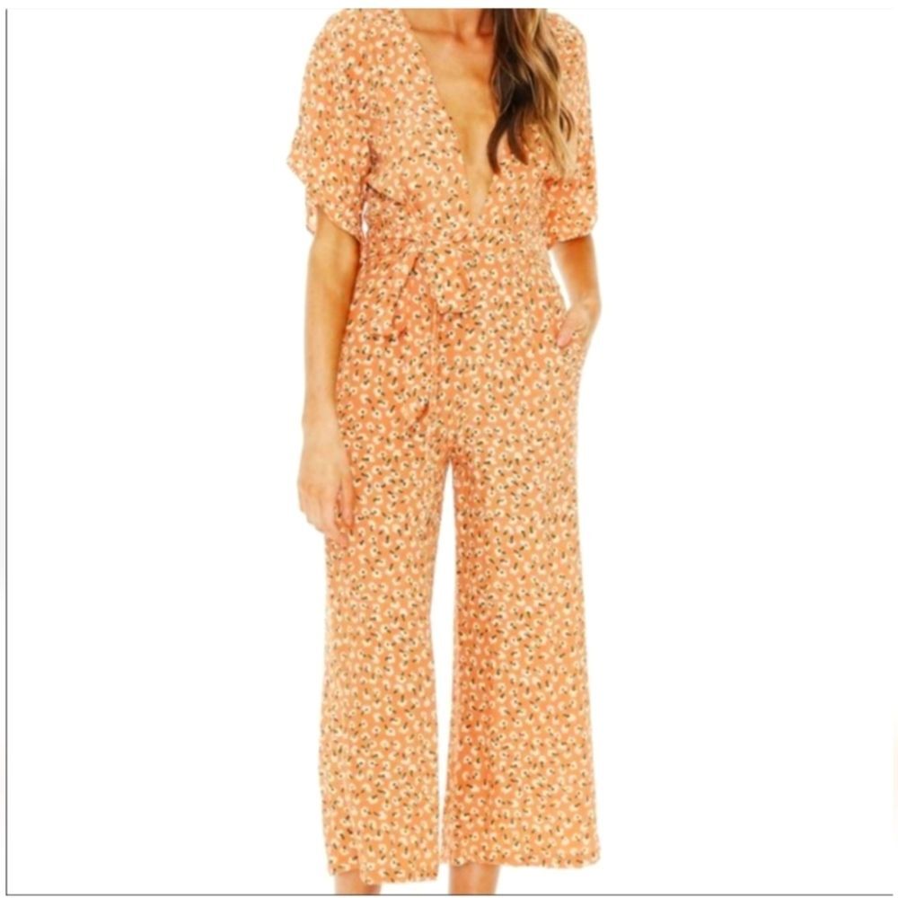 Faithfull the Brand Orange Floral Jumpsuit